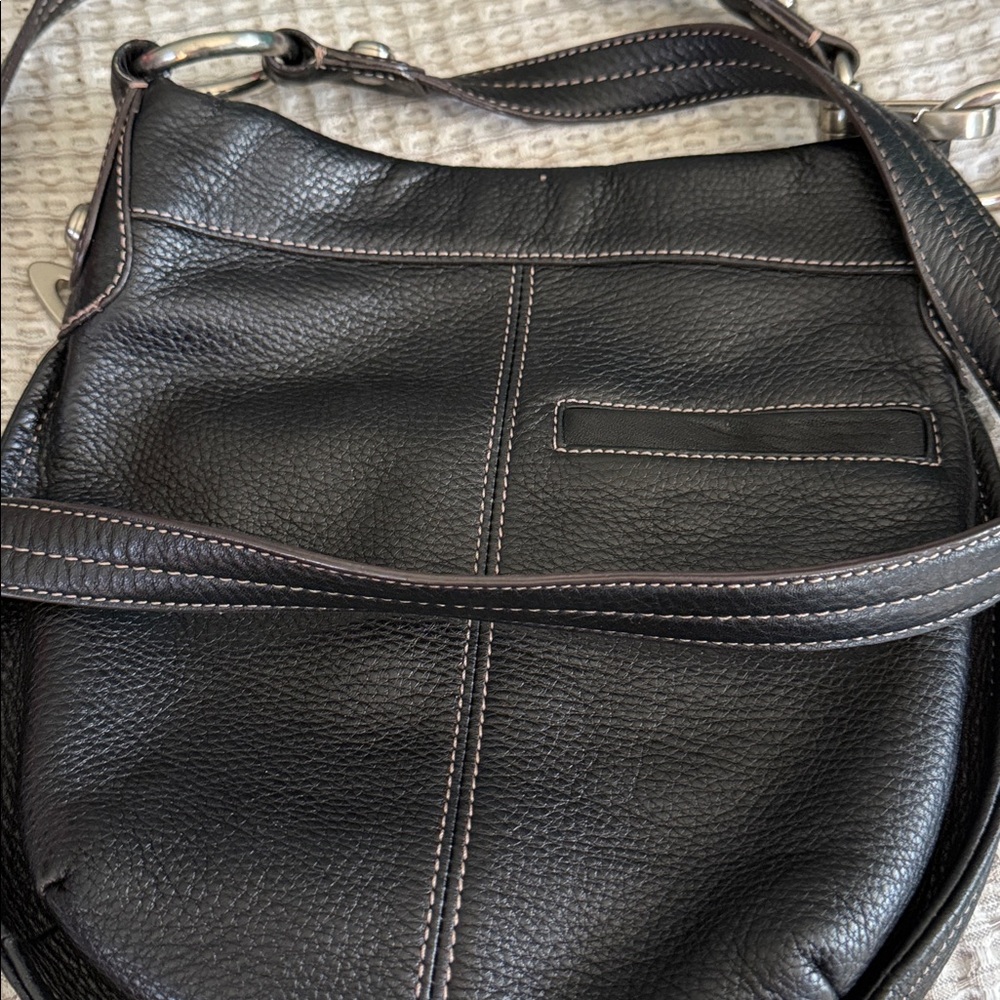b. makowsky Black Leather Shoulder Bag with Silver Accents - Picture 4 of 5